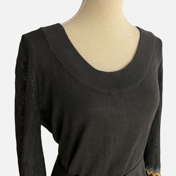 Nic & Zoe Silk Sweater Round Neckline Waist Tie Belt Knit Sleeves Large - Picture 4 of 8